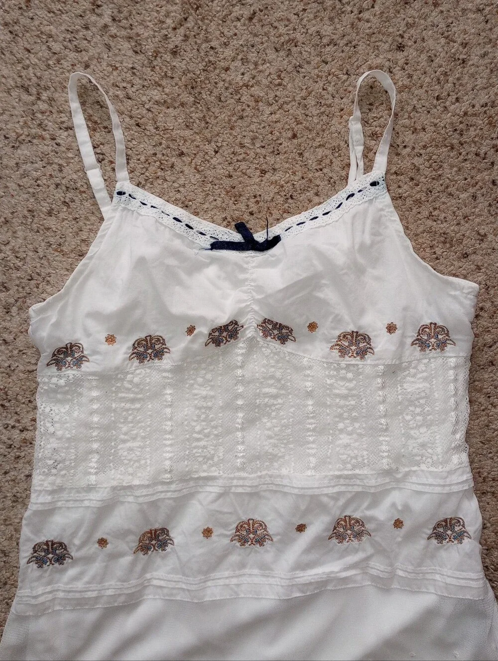 Y2K Mary-Kate And Ashley White Tank Top Bohemian Summer Hippie Boho